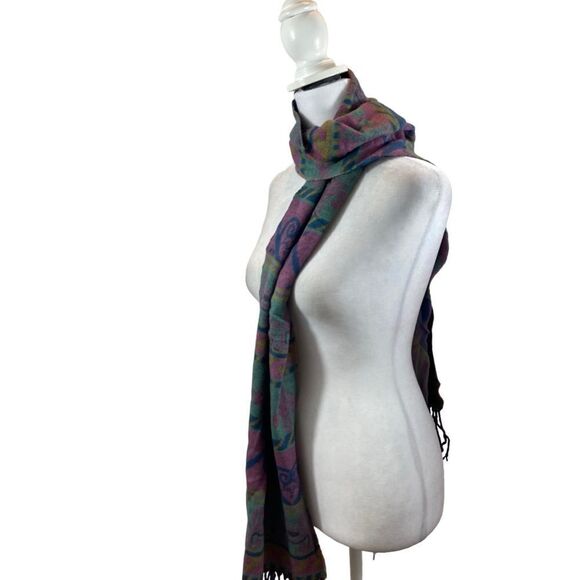 Ladies Strawbridge Clothier Brand Western Style Print Fringe‎ Scarf - Picture 4 of 9